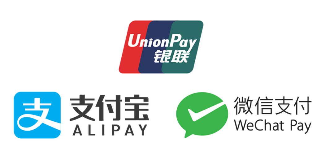 Now accepting Union Pay, AliPay, and WechatPay!